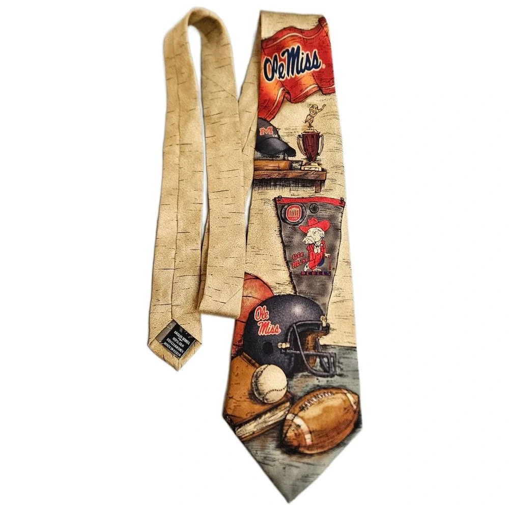 1990's Eagles Wings‎ Vintage NWT Ole Miss Rebels Colonel Reb 100% Silk Necktie